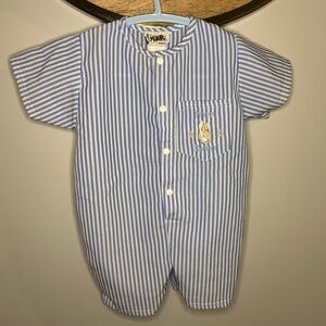 Beatrix Potter Collection By Beauty, Peter Rabbit Blue and White Striped Romper
